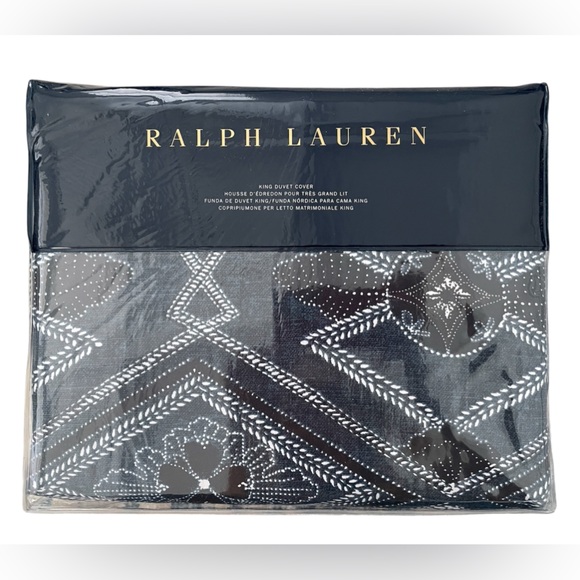 Ralph Lauren Duvet Cover Francois Navy Blue King 100% Cotton Bedding 108x96in - Picture 2 of 7